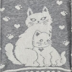 Vintage New Addition Women XL * Cat Sweater Heart Paw Gray Made in USA Kitty